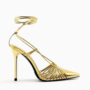 Zara Gold Strappy Heels